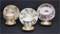 3 pcs Chintz  Demitasse Cups & Saucers