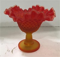 Red art glass decorative bowl