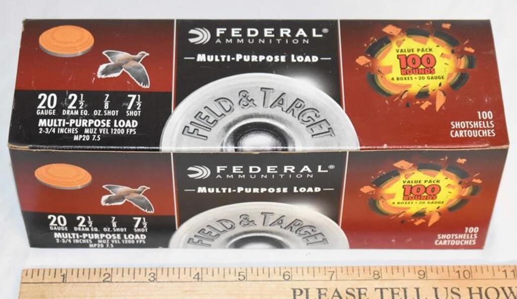 100 FEDERAL 20GA SHOTSHELLS