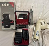 BRAUN ELECTRIC SHAVER 3012, CONAIR HAIR DRYER,