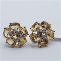 $120 Silver Citrine And White Topaz(8.5ct) Earring