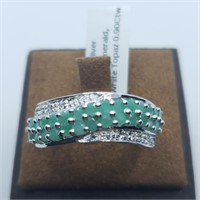 $180 Silver Emerald And White Topaz(0.9ct) Ring