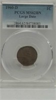 GRADED 1960-D US Large Date Cent