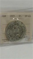 GRADED 1977 Canada Silver Jubilee Dollar SP-63