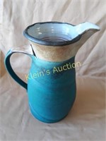 vintage Davis pottery pitcher turquoise 10 1/2"