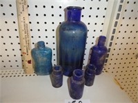 Lot of 6 Cobalt Blue bottles