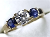 $1990 10K  Moissanite(0.6ct) Sapphire(0.5ct) Ring