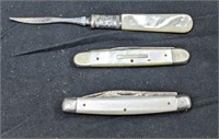 Group of Mother of Pearl Knives and Pick