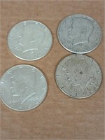 4 Kennedy half dollars 1964