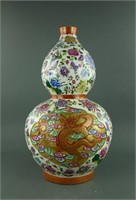 Famille Rose Porcelain Double Gourd Vase Qianlong