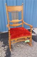 Wood Rocking Chair w/ Velvet Cushion