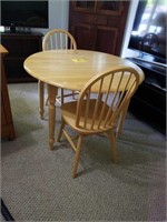 PINE KITCHEN TABLE W/2 CHAIRS & HUTCH