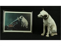 Ceramic 9.5" Tall RCA Victor Dog & Quality Print