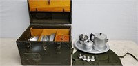 US MILITARY OFFICERS FIELD MESS KIT IN LARGE CASE