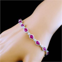 6.84ct Ruby & 1.61ctw Diamond Bracelet in 18k WG