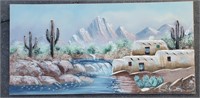 N- Large Unframed 3D Southwest Oil On Canvas