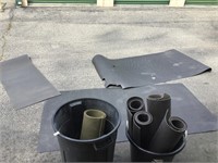 Rubber mats, trash cans all