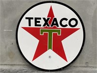 Large Imposing Double Sided Enamel Texaco Sign