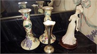 Candlestick Holders, Bud Vase & Figurine