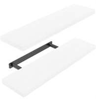 2 SET WHITE FLOATING WALL MOUNTED SHELVES 36x12IN