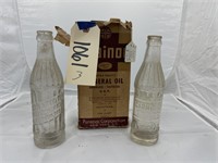 2 Soda Bottles & Mineral Oil Bottle