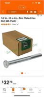 1/2" x 4" & 1/2”x5-1/2” hex bolts