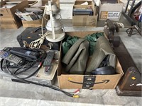 VCR, waders, light and misc