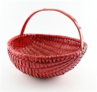 Primitive split oak basket in red paint with