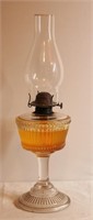 Early Pressed Glass Oil Lamp c1890's Ribbed Band