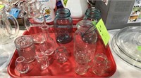 Glass ball jars, assorted glassware