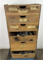 Wooden Workshop Drawer Storage w/Misc. Supplies