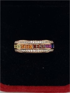 Multi-Color Rose Gold Multi Gemstone Ring