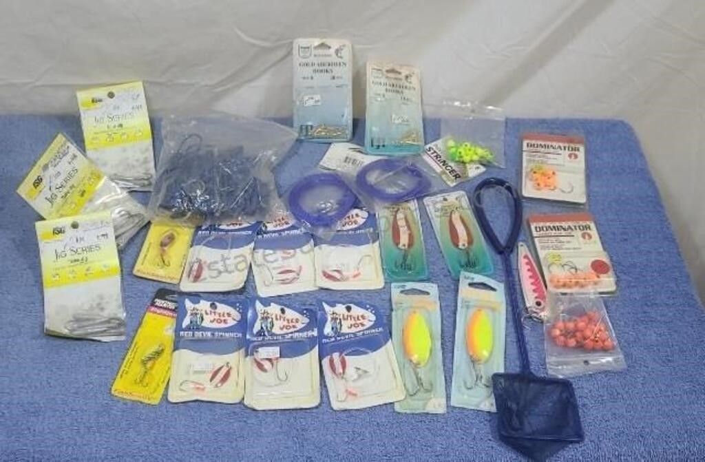 Assorted fishing lures and gear.