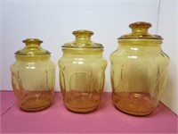 VTG LE Smith 3 Pc Yellow Bubble Glass Canister