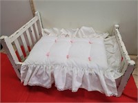 Wood Doll Bed 24"x15"x12" w/matress