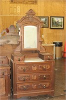 Antique valet dresser and mirror