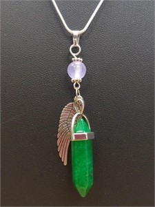 925 stamped 26" necklace with angel wing pendant