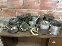 Vintage Metal Kitchen Wares Pans Sifters