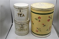 Vintage Metal Painted Flour Tin & Coffee/Tea