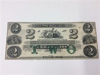 1860's Unc Bank Of New England 2 Dollar Bill