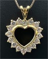 Italy Gold Tone Clear Stone Sterling Heart