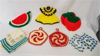 (11) Hand Made Crochet Hot Pats - Watermelon