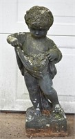 Vintage Concrete Classical Boy w/ Grapes Statue