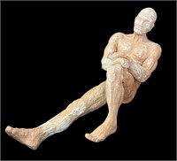 Terracotta Sculpture of Nude Man, Sgd M. THIGPEN