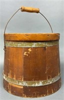 Antique Staved Sugar Bucket With Bale Handle