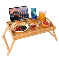 Bamboo Bed Tray,Breakfast Bed Tray with Folding