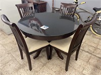 44" ROUND GRANITE TOP TABLE W/4 CHAIRS