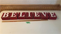 “Believe” Christmas blocks. Hollow.