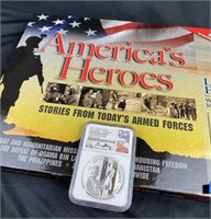 NGC Silver Medal & American Heroes Book Set