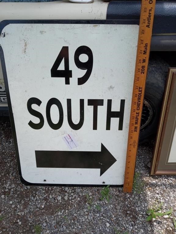 Metal 49 south sign